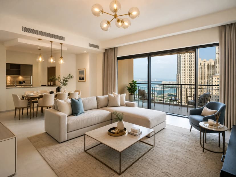 Sonder 2-bed apartment — светлые современные serviced apartments в JBR с balcony и premium beachside city lifestyle